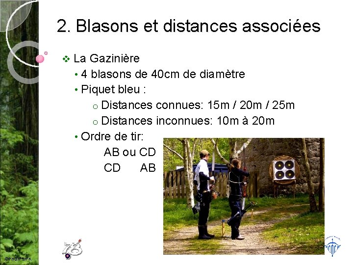 2. Blasons et distances associées v ©PHD/FS/FK La Gazinière • 4 blasons de 40