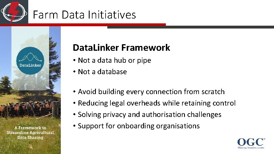 Farm Data Initiatives Data. Linker Framework • Not a data hub or pipe •