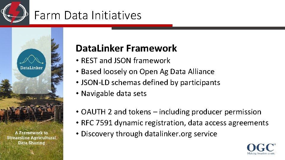 Farm Data Initiatives Data. Linker Framework • REST and JSON framework • Based loosely