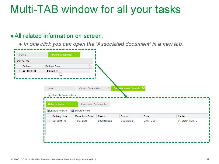 Multi-TAB window for all your tasks ● All related information on screen. ● In