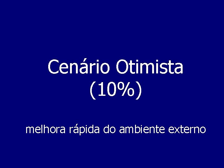 Cenário Otimista (10%) melhora rápida do ambiente externo 