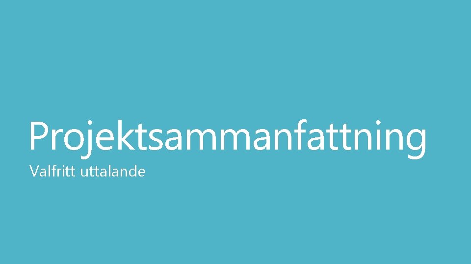 Projektsammanfattning Valfritt uttalande 