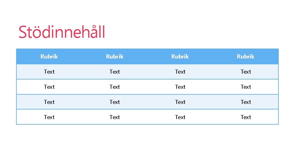 Stödinnehåll Rubrik Text Text Text Text 