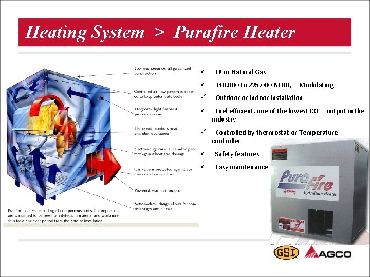 Heating System > Purafire Heater ü LP or Natural Gas ü 140, 000 to