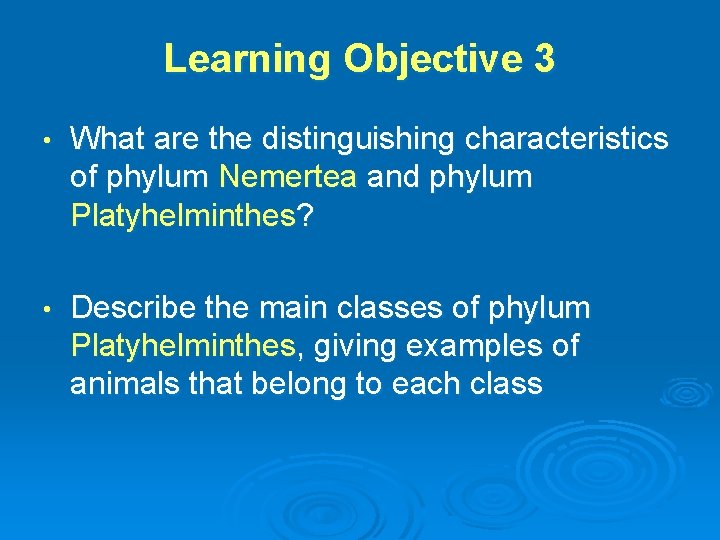Learning Objective 3 • What are the distinguishing characteristics of phylum Nemertea and phylum