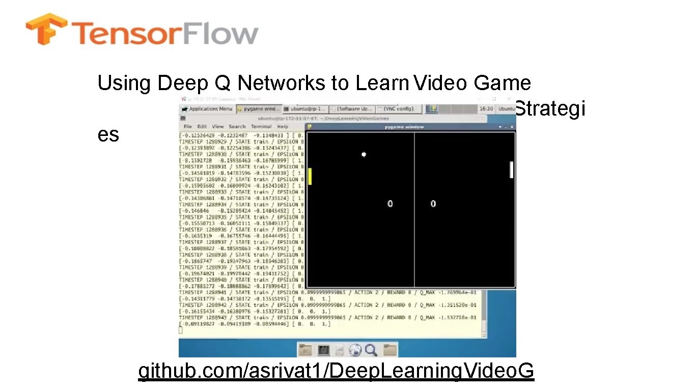 Using Deep Q Networks to Learn Video Game Strategi es github. com/asrivat 1/Deep. Learning.