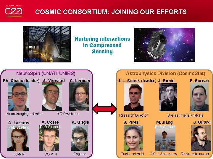 COSMIC CONSORTIUM: JOINING OUR EFFORTS Nurtering interactions in Compressed Sensing Neuro. Spin (UNATI-UNIRS) Ph.