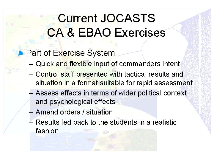 Current JOCASTS CA & EBAO Exercises Part of Exercise System – Quick and flexible Current JOCASTS CA & EBAO Exercises Part of Exercise System – Quick and flexible