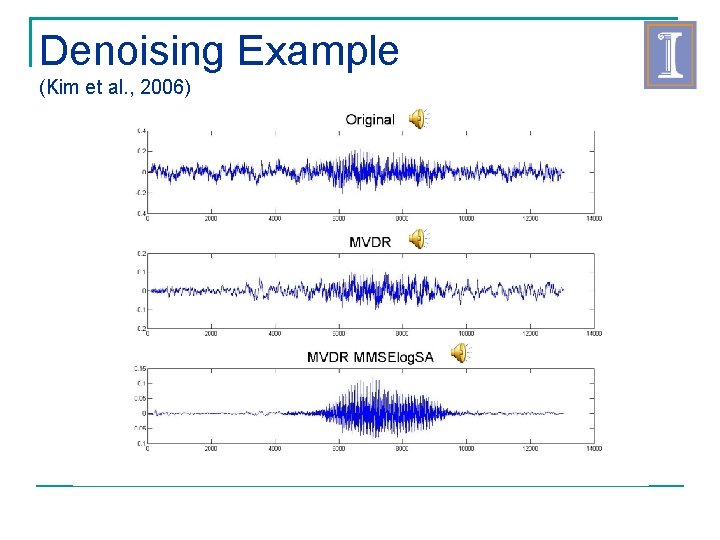 Denoising Example (Kim et al. , 2006) 
