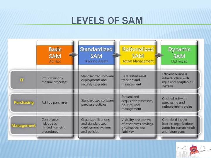 LEVELS OF SAM • • Post graduation employment Meaningful sense of inclusion Sensitivity and