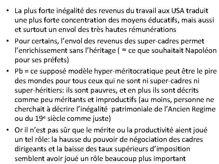  • La plus forte inégalité des revenus du travail aux USA traduit une