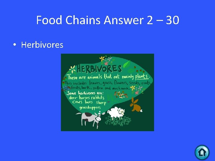 Food Chains Answer 2 – 30 • Herbivores 