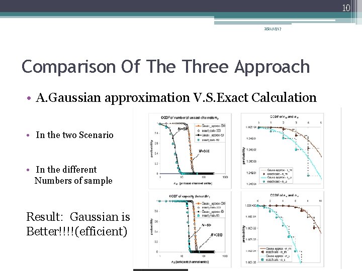 10 2021/10/17 Comparison Of The Three Approach • A. Gaussian approximation V. S. Exact