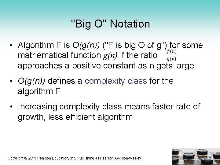 "Big O" Notation • Algorithm F is O(g(n)) ("F is big O of g")