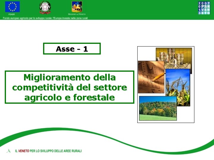 Asse - 1 Miglioramento della competitività del settore agricolo e forestale 