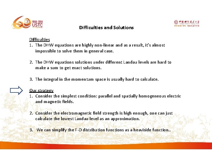Difficulties and Solutions Difficulties 1. The DHW equations are highly non-linear and as a