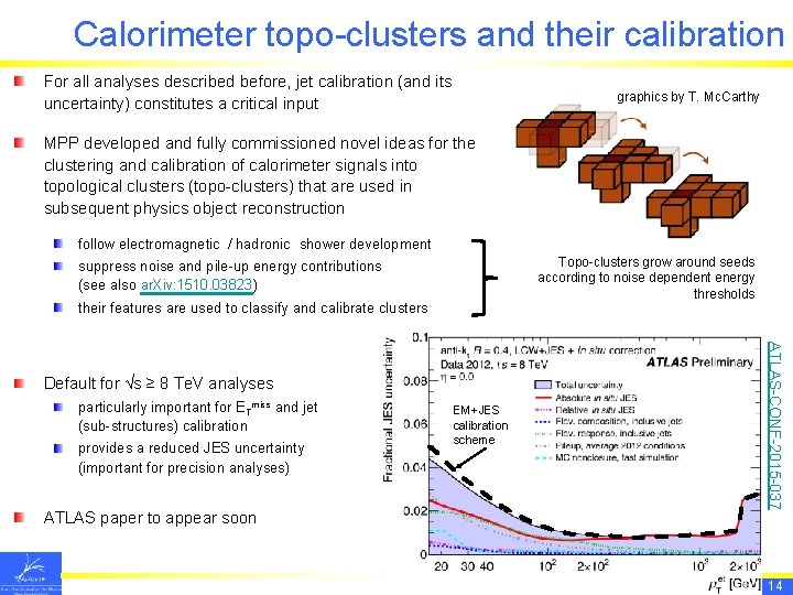 Calorimeter topo-clusters and their calibration For all analyses described before, jet calibration (and its