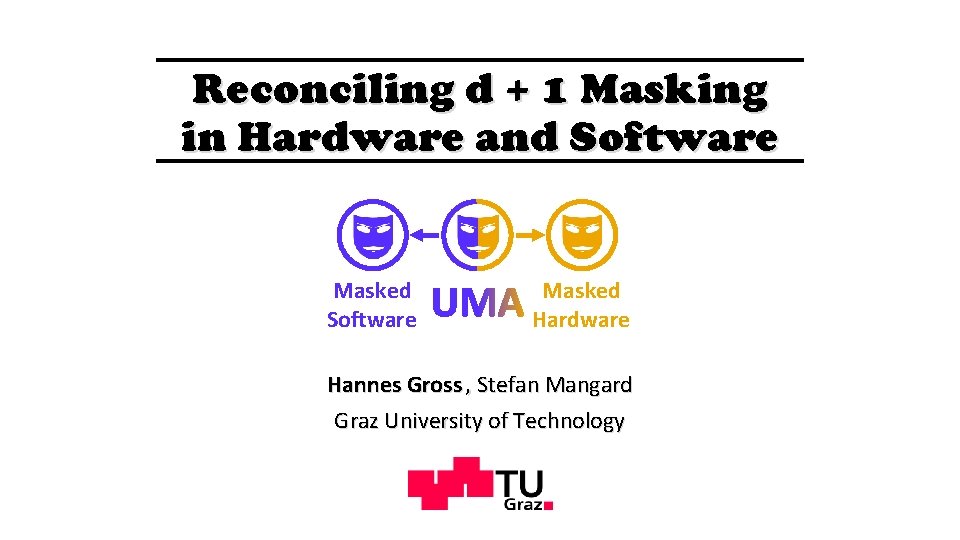 Reconciling d + 1 Masking in Hardware and Software Masked Hardware Hannes Gross ,
