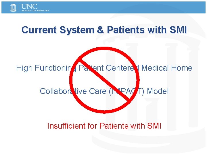 Current System & Patients with SMI High Functioning Patient Centered Medical Home Collaborative Care
