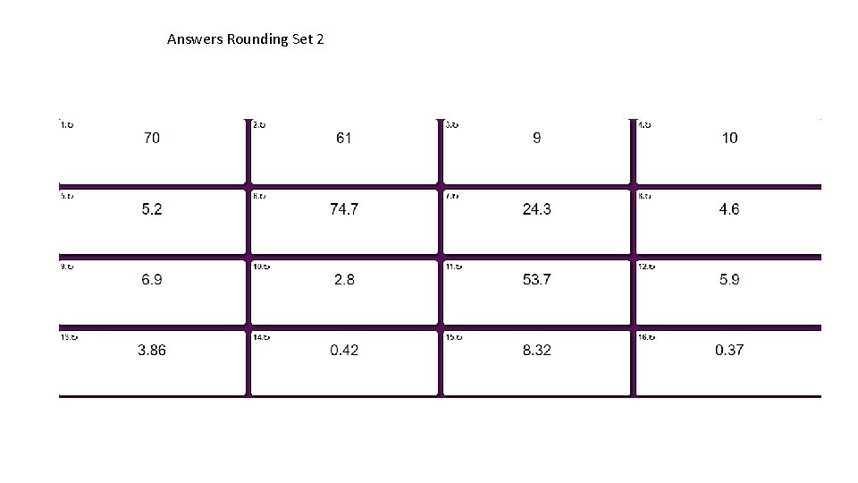 Answers Rounding Set 2 