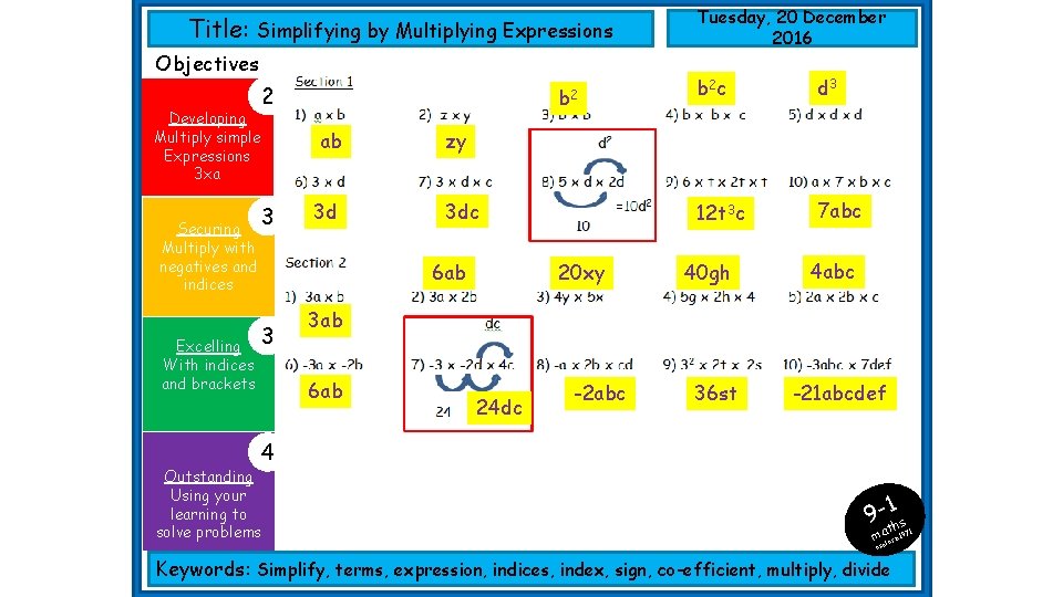 Title: Simplifying by Multiplying Expressions Objectives 2 Developing Multiply simple Expressions 3 xa Securing