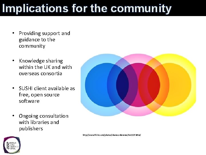 Implications for the community • Providing support and guidance to the community • Knowledge