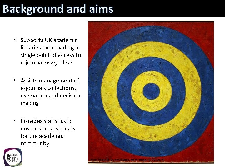 Background aims • Supports UK academic libraries by providing a single point of access