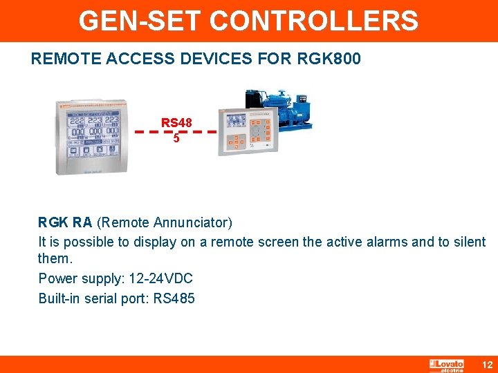 GEN-SET CONTROLLERS REMOTE ACCESS DEVICES FOR RGK 800 RS 48 5 RGK RA (Remote