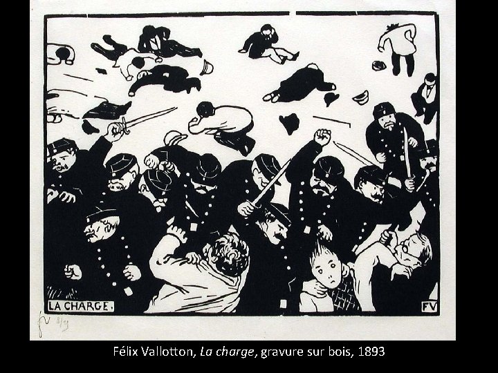 Félix Vallotton, La charge, gravure sur bois, 1893 