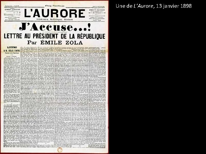 Une de L’Aurore, 13 janvier 1898 