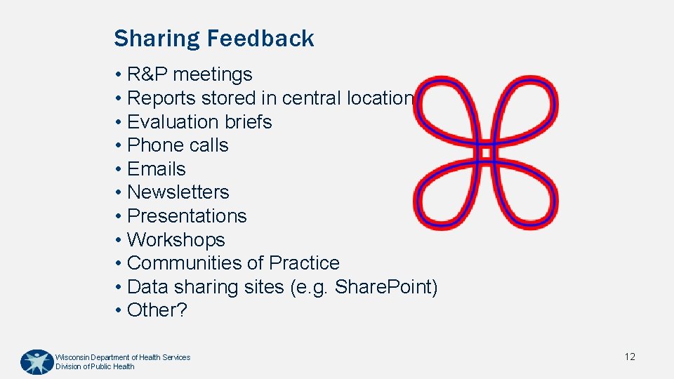 Sharing Feedback • R&P meetings • Reports stored in central location • Evaluation briefs