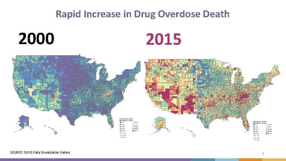 Rapid Increase in Drug Overdose Death 2000 SOURCE: NCHS Data Visualization Gallery 2015 2