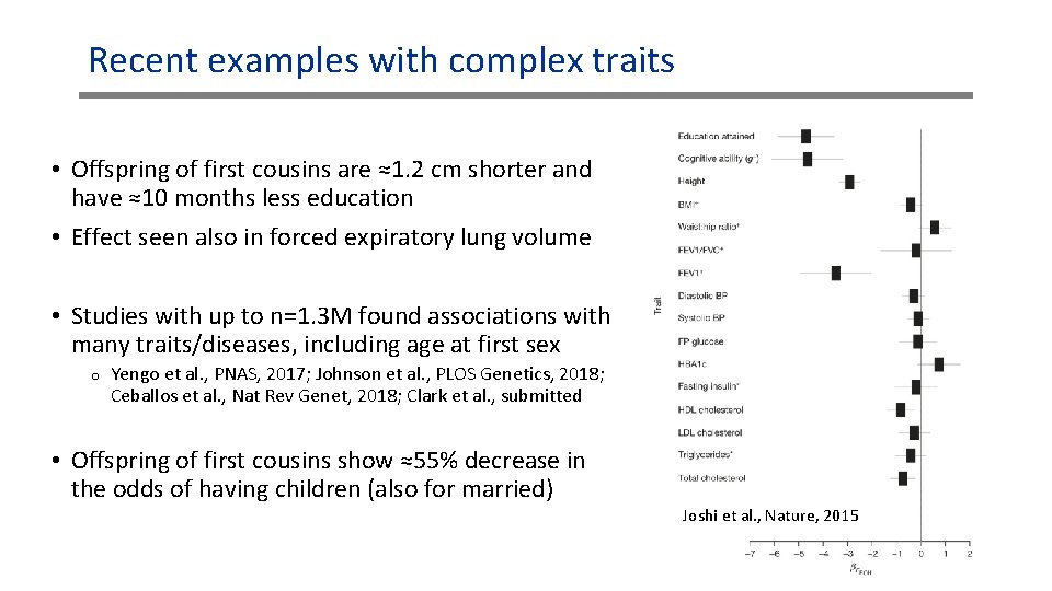 Recent examples with complex traits • Offspring of first cousins are ≈1. 2 cm Recent examples with complex traits • Offspring of first cousins are ≈1. 2 cm