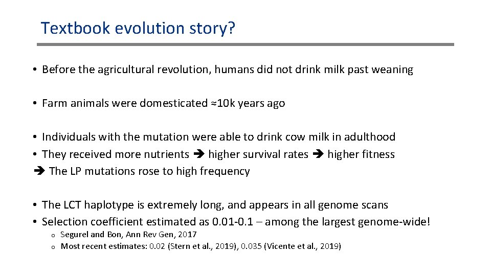Textbook evolution story? • Before the agricultural revolution, humans did not drink milk past Textbook evolution story? • Before the agricultural revolution, humans did not drink milk past