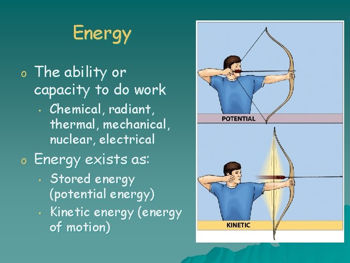 Energy o The ability or capacity to do work • o Chemical, radiant, thermal,