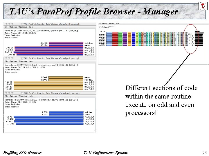 TAU’s Para. Profile Browser - Manager Different sections of code within the same routine