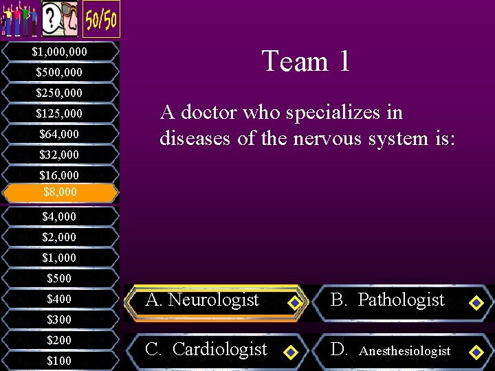 Team 1 $1, 000 $500, 000 $250, 000 $125, 000 $64, 000 $32, 000 Team 1 $1, 000 $500, 000 $250, 000 $125, 000 $64, 000 $32, 000