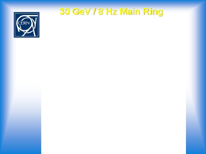 30 Ge. V / 8 Hz Main Ring 