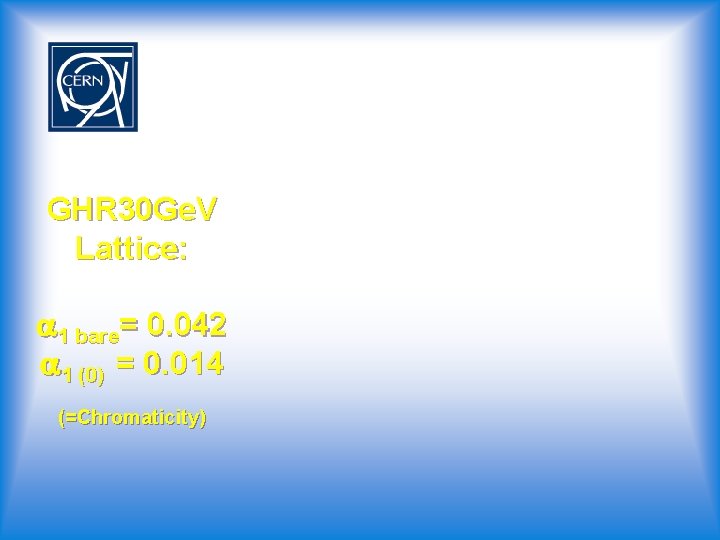 GHR 30 Ge. V Lattice: 1 bare= 0. 042 1 (0) = 0. 014