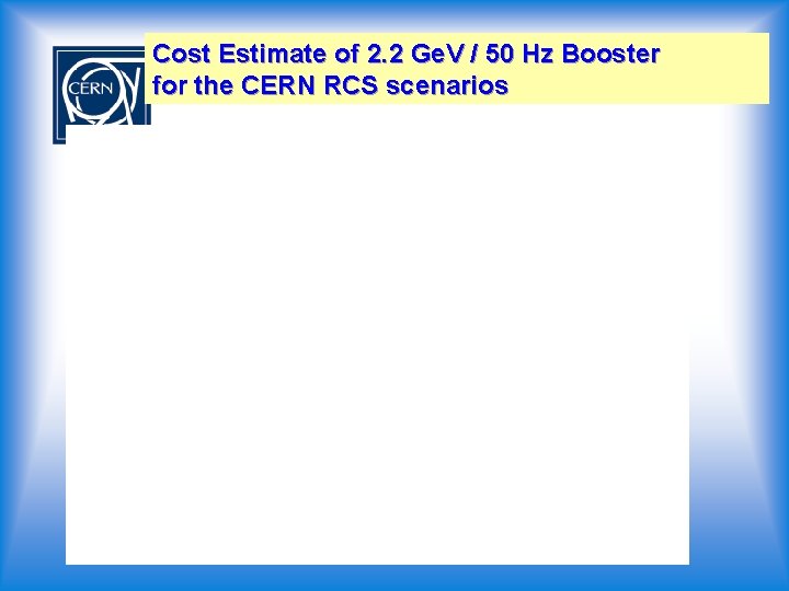 Cost Estimate of 2. 2 Ge. V / 50 Hz Booster for the CERN