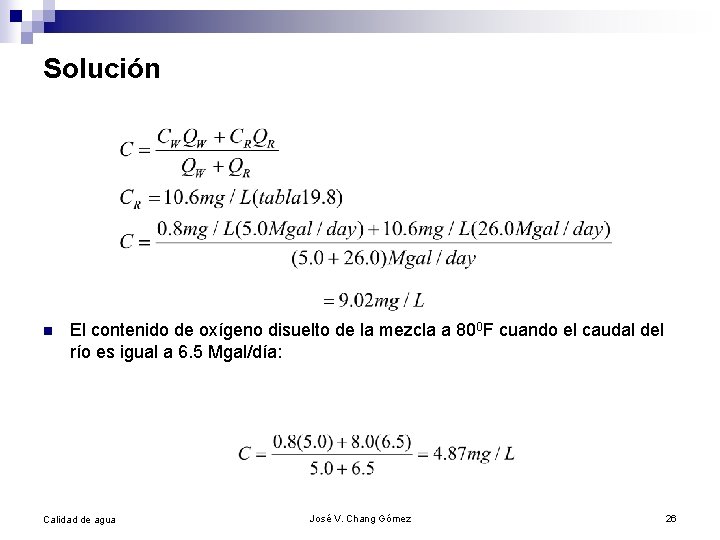 Solución n El contenido de oxígeno disuelto de la mezcla a 800 F cuando