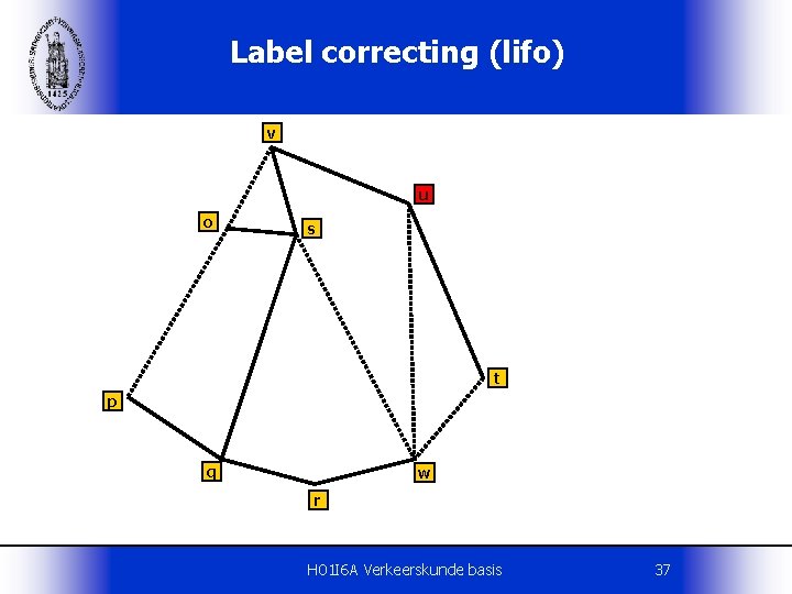Label correcting (lifo) v u o s t p q w r H 01
