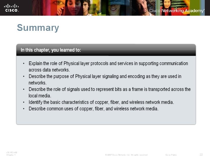 Summary ITE PC v 4. 0 Chapter 1 © 2007 Cisco Systems, Inc. All