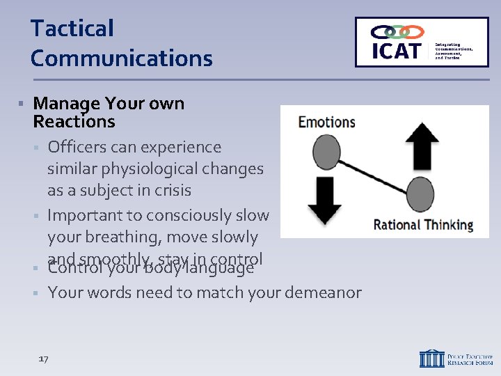 Tactical Communications Manage Your own Reactions Officers can experience similar physiological changes as a