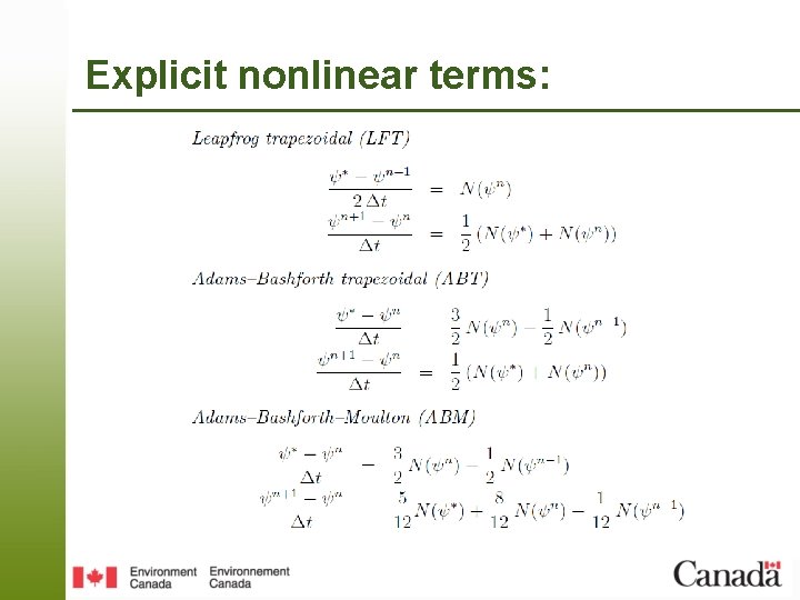 Explicit nonlinear terms: 