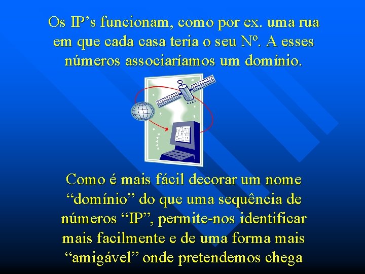 Os IP’s funcionam, como por ex. uma rua em que cada casa teria o