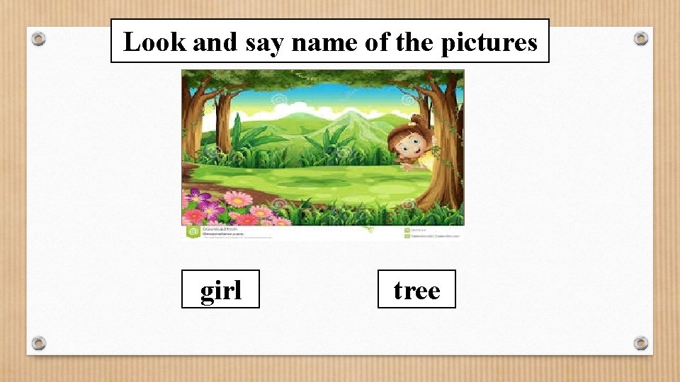 Look and say name of the pictures girl tree 