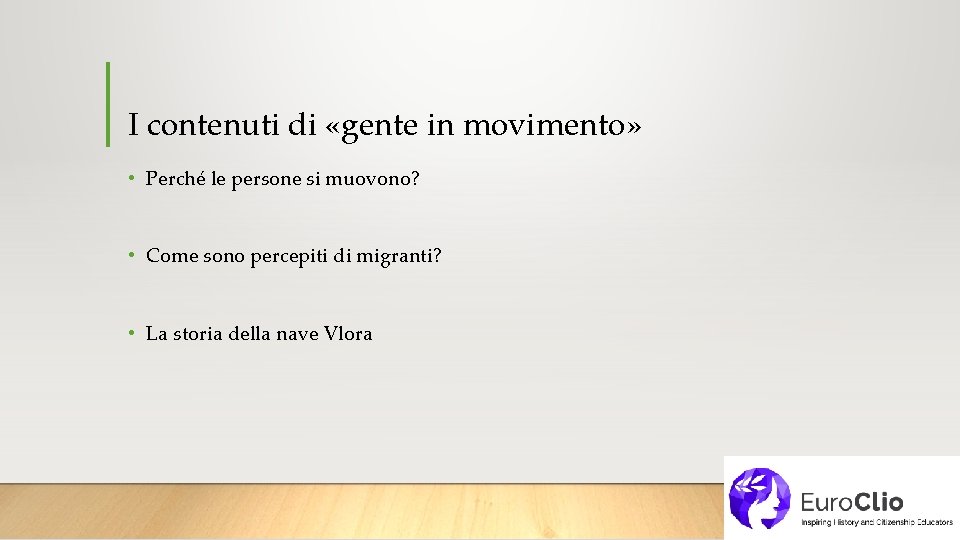 I contenuti di «gente in movimento» • Perché le persone si muovono? • Come