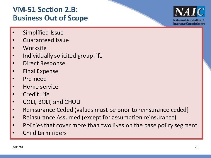 VM-51 Section 2. B: Business Out of Scope • • • • 7/31/19 Simplified VM-51 Section 2. B: Business Out of Scope • • • • 7/31/19 Simplified