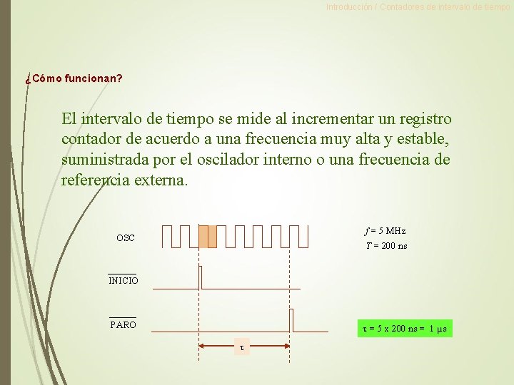 Introducción / Contadores de intervalo de tiempo ¿Cómo funcionan? El intervalo de tiempo se